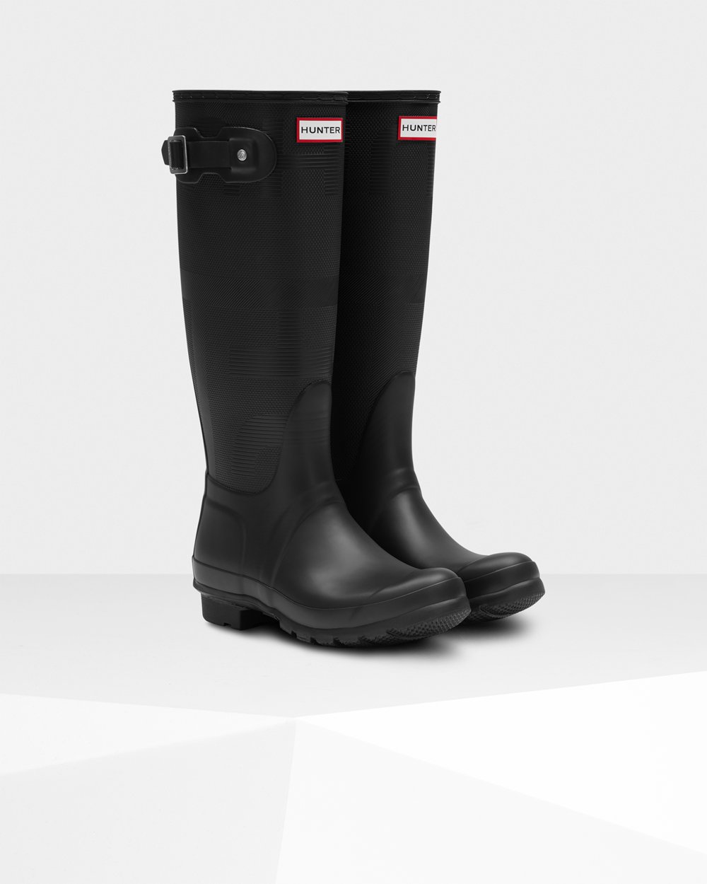 Galochas Altas Hunter Feminina Pretas - Original Exploded Logo Texture - 54ZHSYITR
